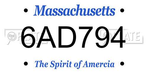 6AD794 Massachusetts License Plate