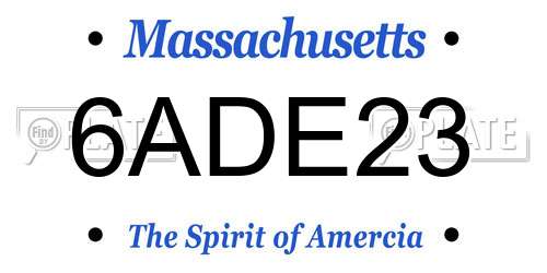 6ADE23 Massachusetts License Plate