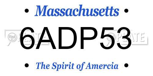 6ADP53 Massachusetts License Plate