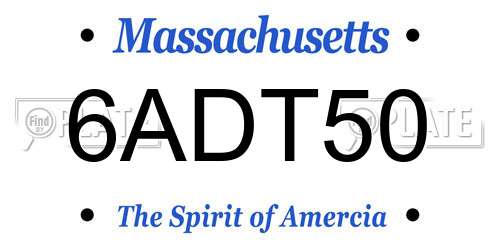 6ADT50 Massachusetts License Plate