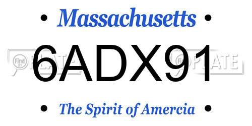 6ADX91 Massachusetts License Plate