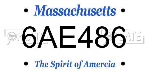 6AE486 Massachusetts License Plate