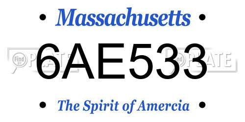 6AE533 Massachusetts License Plate