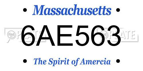 6AE563 Massachusetts License Plate