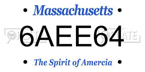 6AEE64 Massachusetts License Plate