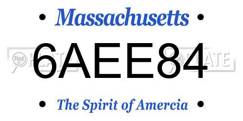 6AEE84 Massachusetts License Plate