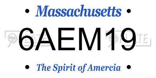 6AEM19 Massachusetts License Plate