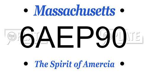 6AEP90 Massachusetts License Plate
