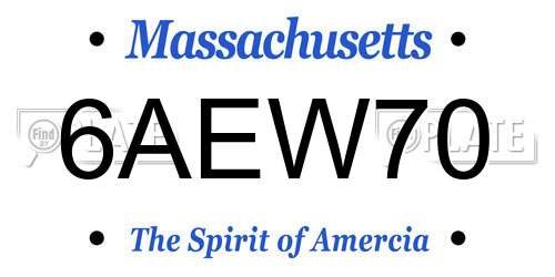 6AEW70 Massachusetts License Plate