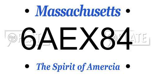 6AEX84 Massachusetts License Plate
