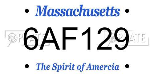 6AF129 Massachusetts License Plate