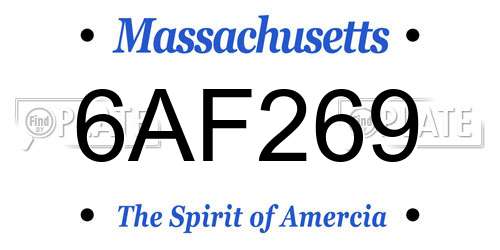 6AF269 Massachusetts License Plate
