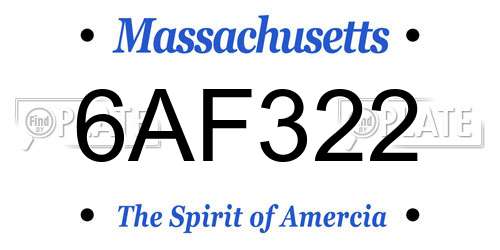 6AF322 Massachusetts License Plate