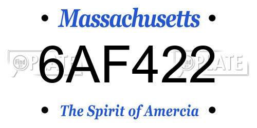 6AF422 Massachusetts License Plate