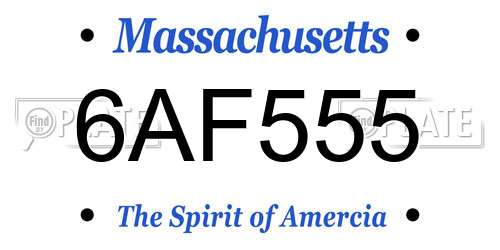 6AF555 Massachusetts License Plate