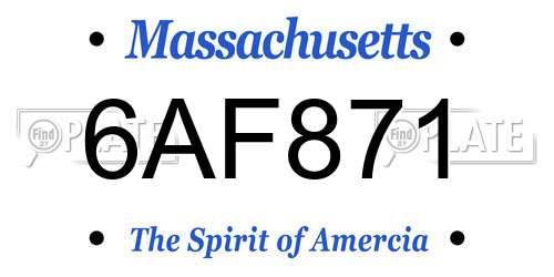 6AF871 Massachusetts License Plate