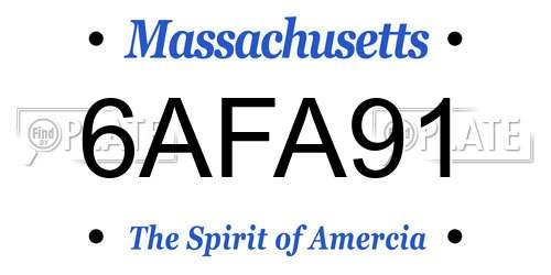 6AFA91 Massachusetts License Plate