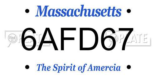 6AFD67 Massachusetts License Plate