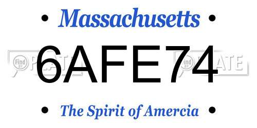 6AFE74 Massachusetts License Plate