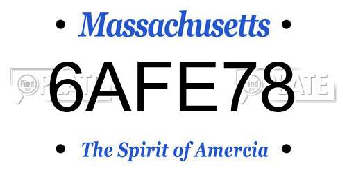 6AFE78 Massachusetts License Plate