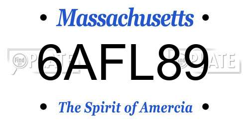 6AFL89 Massachusetts License Plate