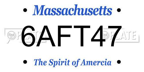 6AFT47 Massachusetts License Plate