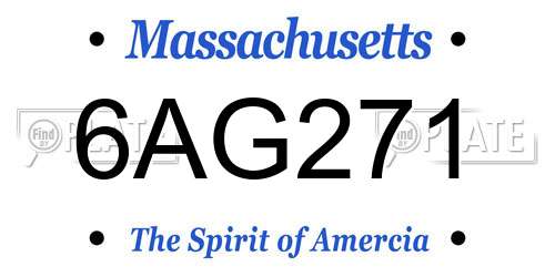 6AG271 Massachusetts License Plate