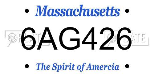 6AG426 Massachusetts License Plate