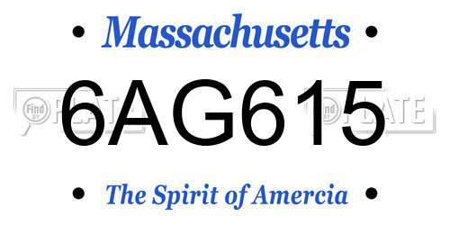 6AG615 Massachusetts License Plate