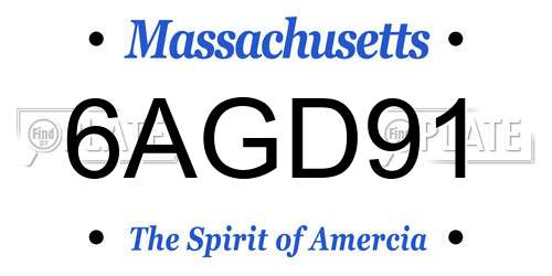 6AGD91 Massachusetts License Plate