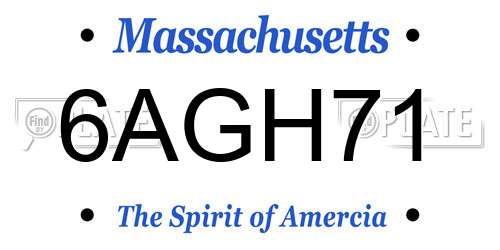 6AGH71 Massachusetts License Plate