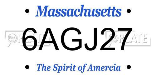 6AGJ27 Massachusetts License Plate
