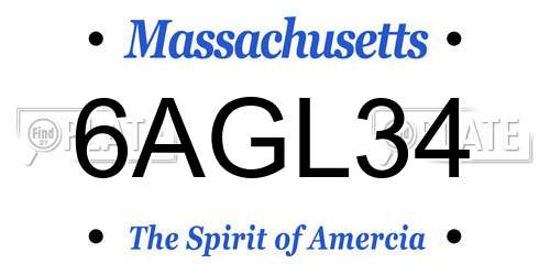 6AGL34 Massachusetts License Plate