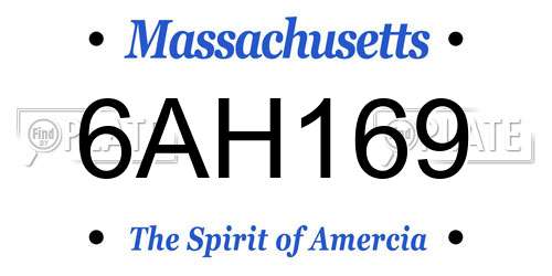6AH169 Massachusetts License Plate