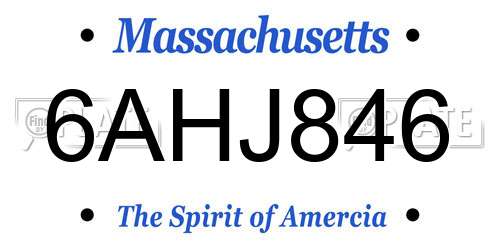 6AHJ846 Massachusetts License Plate