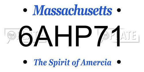 6AHP71 Massachusetts License Plate