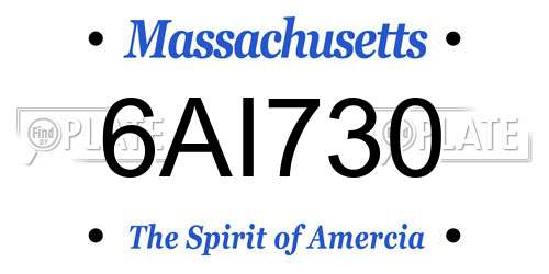 6AI730 Massachusetts License Plate
