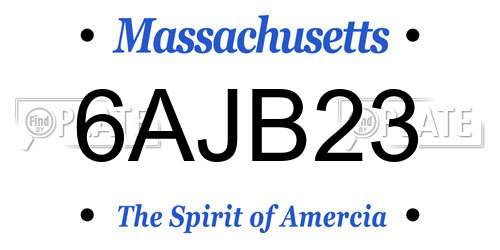 6AJB23 Massachusetts License Plate