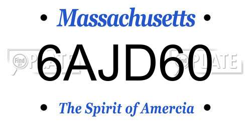 6AJD60 Massachusetts License Plate