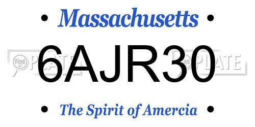 6AJR30 Massachusetts License Plate