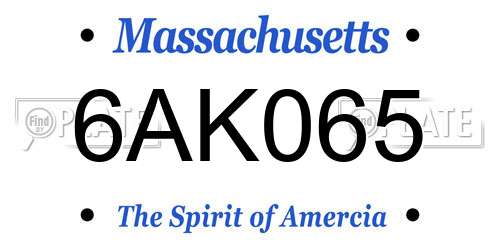 6AK065 Massachusetts License Plate