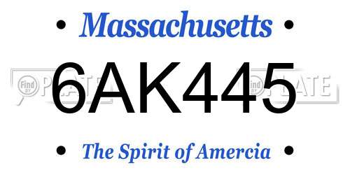 6AK445 Massachusetts License Plate