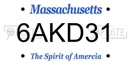 6AKD31 Massachusetts License Plate