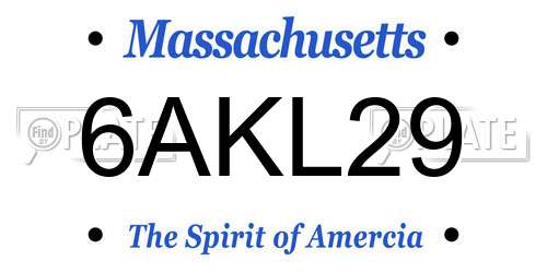 6AKL29 Massachusetts License Plate