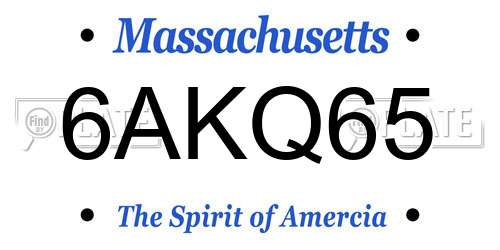 6AKQ65 Massachusetts License Plate