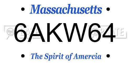 6AKW64 Massachusetts License Plate