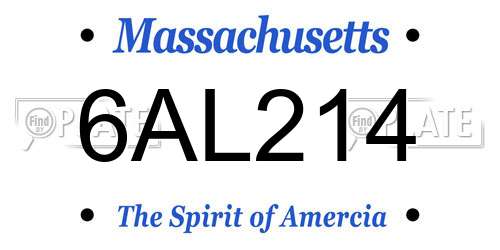 6AL214 Massachusetts License Plate