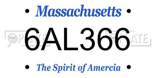 6AL366 Massachusetts License Plate