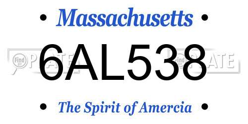 6AL538 Massachusetts License Plate