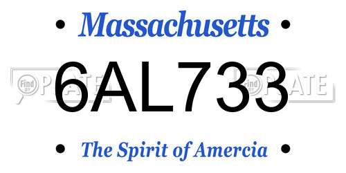 6AL733 Massachusetts License Plate